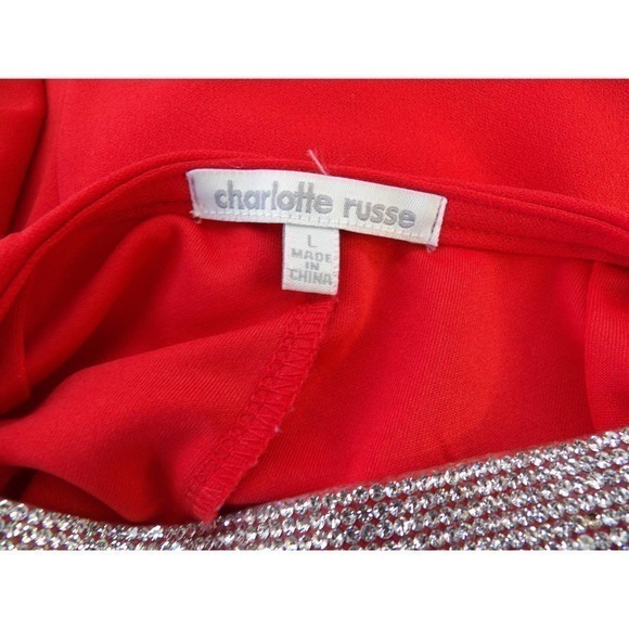 CHARLOTTE RUSSE RED SWEETHEART MINI DRESS SIZE‎ LARGE #319 - Picture 7 of 7